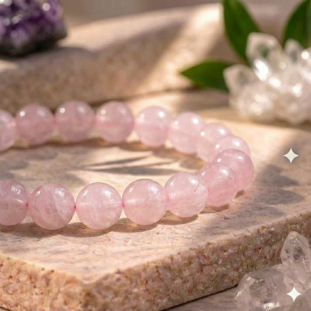 Bracelet "Amour" en Quartz Rose