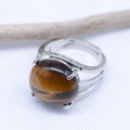 Bague "Confiance" Cabochon ronde en Oeil-de-Tigre (réglable)