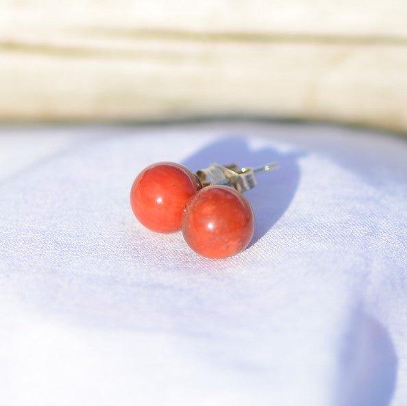 Boucles d'oreilles "Intuition" en Corail Rouge (Argent 925) - lespierresdubienetre