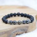 Bracelet "Réussite et Argent" en Hematite & Pyrite