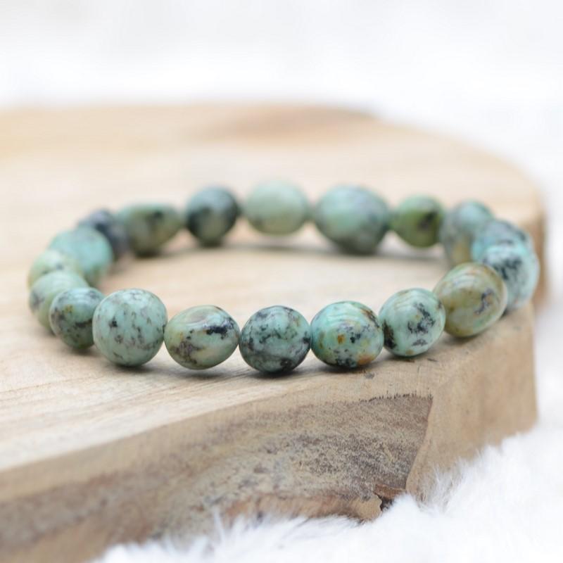 Bracelet roulé "Positif" en Turquoise Verte - lespierresdubienetre