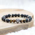 Bracelet Vipponah "Confiance du Lion" en Pierre de Lave et Œil de Tigre