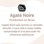 Bracelet "Force Mentale" en Agate Noire Chip