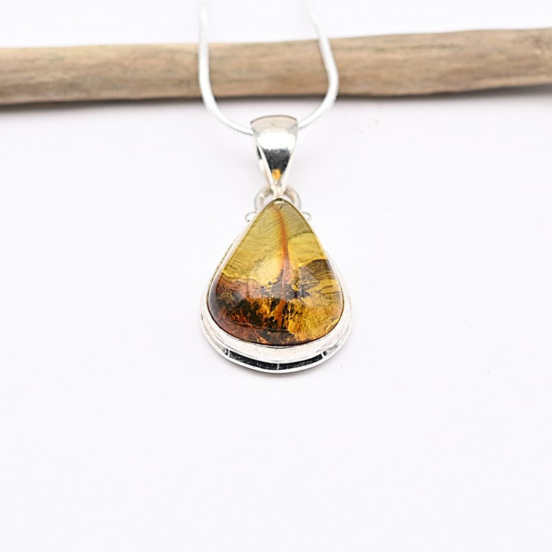 Pendentif "Renforcement" en Ambre, ARGENT 925 : AMB1