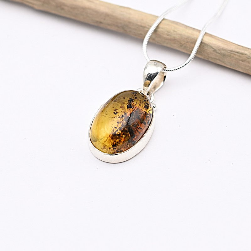 Pendentif "Renforcement" en Ambre, ARGENT 925 : AMB3