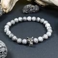 Bracelet Homme Jaspe Gris - Stabilité, Loyauté & Force Intérieure Loup
