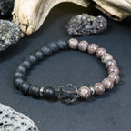 Bracelet Homme Jaspe Léopard & Onyx - Force, Stabilité & Confiance Ancre