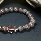 Bracelet Homme Jaspe Léopard - Courage et Stabilité Ancre