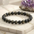 Bracelet "Bouclier" en Obsidienne Dorée