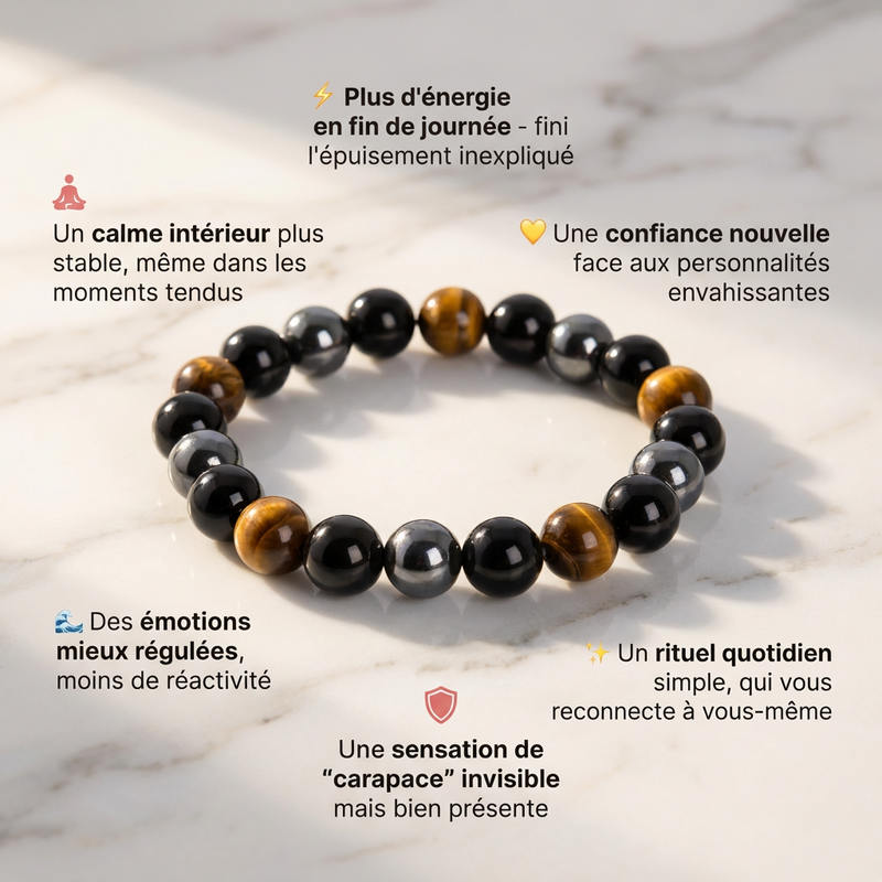 Bracelet "Protection Triple" en Hematite, Oeil-de-Tigre et Obsidienne