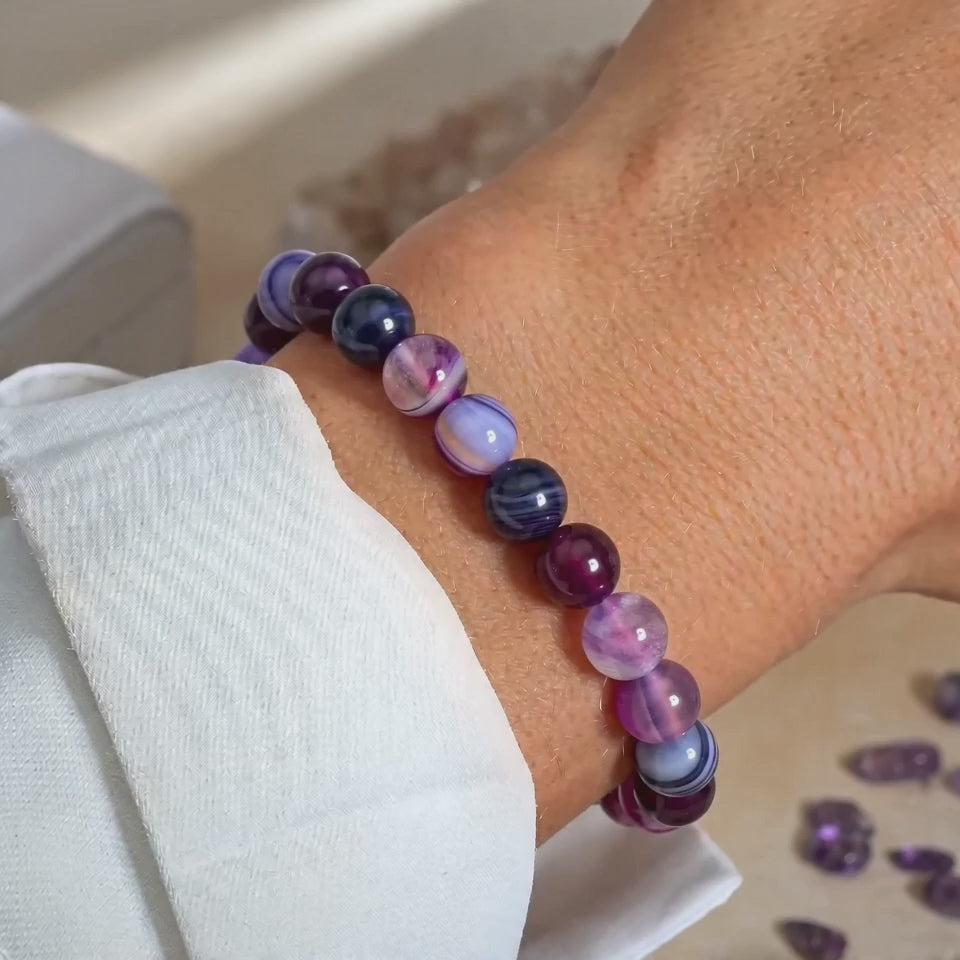 Bracelet "Spiritualité" en Améthyste & Agate Violette