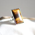 Bague "Confiance" Rectangle en Oeil de Tigre (réglable)