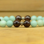 Bracelet "Energie Positive" en Amazonite & Grenat - lespierresdubienetre