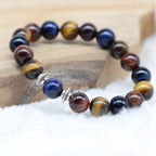 Bracelet "Protection Multicolor" en Oeil-de-Tigre Brun/Rouge/Bleu - lespierresdubienetre