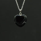 Pendentif "Force Mentale" Coeur en Agate Noire - lespierresdubienetre